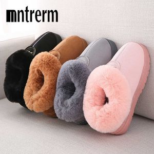 Slippers Mntrerm Winter Warm Cotton Slippers Female Thick Faux Fur Plus Size Velvet Men's Indoor Home Slippers Warm Couple Shoes Woman Z0215