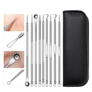 9 st Rostfritt stål Blackhead Pimple Remover Tool Kit Needles Acne Remover Deep Pore Cleansing Skin Care Extractor Beauty Set