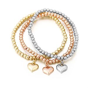 Small Bead Bracelets achat en gros de Petits bracelets bracelets de charme coeur mignon bracelets pour femmes élastiques perles chaîne bracelet set amover amant bohémie bijoux cadeaux perlé str