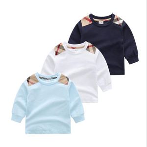 Wiosna Jesień Baby Boys Girls T-Shirts Cute Kids Long Sleeve Plaid T-shirt Childern 100% Bawełna Dorywczo Koszula Dziecko Pullover Girl Bluza