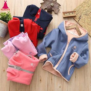 Kinder Mädchen Jacke Mäntel Herbst Winter Weiche Polar Fleece Hoodies Jungen Mantel Warme Kinder Outwear Teenager 7 8 9 10 Jahre 211011