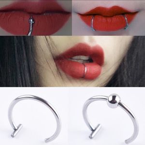 Kobiety Usta Pierścionki Medyczne Titanium Stal Labret Fake Nos Nos Pierścień Przebijający Klipy Na Usta Clip Clip Hoop Biżuteria