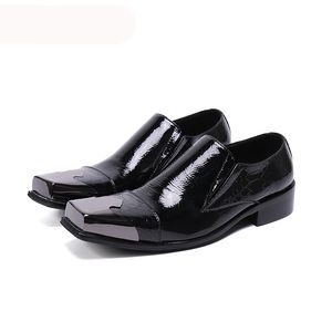 Scarpe eleganti da uomo stile italiano Scarpe eleganti in pelle con punta in metallo nero Scarpe eleganti da uomo zapatos de hombre, 38-46