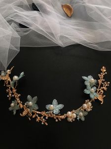 Свадебные наушники Свадебная жемчужная головка Кристалл Tiara Bridal Hair Piece Bride Hudsepee Gold Headdress