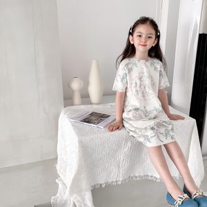 baby Girls Dress Spring Fall European and American Style Flower short sleeve dresses Toddler Girl Clothing 2-14 Yrs