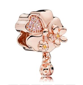 925 Silver Beads rose gold Charm Fits European For Pandora Style Women Jewelry Bracelets & Necklace