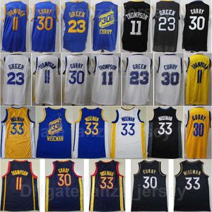 Basket da uomo James Wiseman Jersey 33 Klay 11 Thompson Draymond Green 23 Stephen Curry 30 All Stitching Team Black Navy Blue White Yellow for Sport Fans di alta qualità