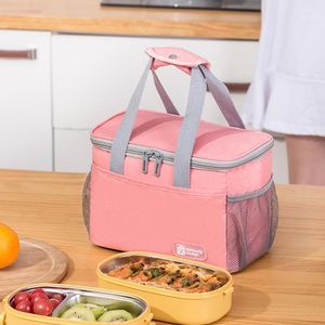 Bärbar värmeisolerad Oxford Cloth Lunchbox Cooler Tote Handväska Picnic School for Women Kids Storage Bags