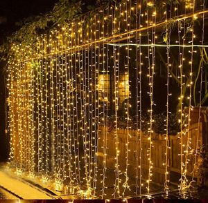 Toile De Fond Lumières achat en gros de 3m m m m Christmas Icicle Light Window Curtain Fairy String Lights Party Mariage Mariage Twinkle Garland Light