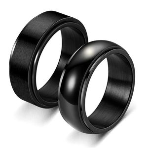 結婚指輪8mmファッションブラックステンレス鋼回転リング光沢のある/ブラシスタイリッシュなパンクメンズシンプルな基本スタイルのジュエリー