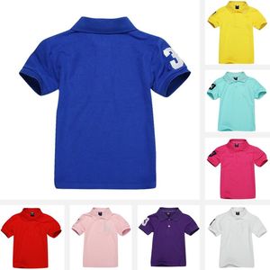 2021 Summer Baby Boys Polos skjortor Kort ärm Lapel Brodery Horse Tees kläder för flickor T-shirt andningsbara klassiska barn toppar