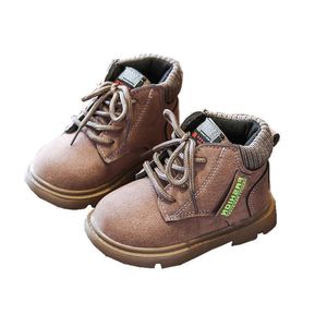 autumn boys and girls pigskin single boots baby Martin boots middle and small children retro short boots 210713