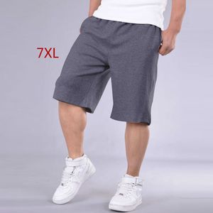 7XL erkek Yaz Plaj Şort Katı Baggy Elastik Şort Pamuk Erkek Şort Ekstra Spor Giyim Artı Boyutu 5XL 6XL