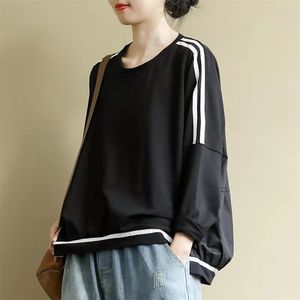 Ankomst Vår Koreanska Stil Kvinnor Lös Casual Långärmad O-Neck Pullovers All-matchade Bomull Hoodies Stor storlek W148 210512