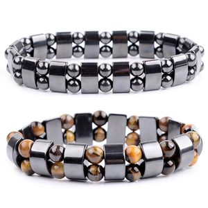 Bracciale Natura Giallo Occhio di Tigre Ematite Perline Bracciale Terapia Assistenza sanitaria Magnete Gioielli da uomo Braccialetti con ciondoli Regali per uomo