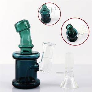 Mini bong in vetro con ciotola da 14 mm Pipa a mano Pipa ad acqua Narghilè Shisha Bruciatore a nafta Rig Spessore Pyrex Bong Dab Rigs Verde