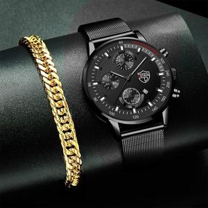 Wholesale clock wrist resale online - Wristwatches Men Watches Luxury Gold Stainless Steel Mesh Belt Quartz Wrist Watch Business Bracelet Leather Luminous Clock Sport