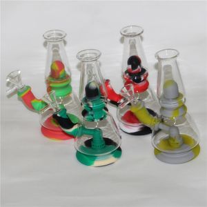 Montieren Sie Wasserpfeifen, Wasserpfeifen aus lebensmittelechtem Silikon, Perkolator-Bongs mit Schüssel, 4 mm Quarz-Banger-Glas-Dab-Rigs