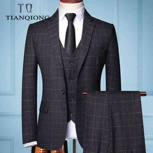 남성 패션 부티크 격자 무늬 웨딩 드레스 정장 재킷에 대한 3 피스 남성 공식 비즈니스 Plaids 정장