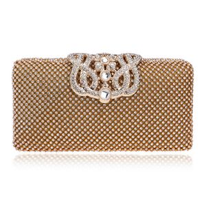 Pochette da giorno per signora con strass Argento oro Colore nero Diamanti Corona Borse da sera piccole di lusso Borsa da sposa per feste