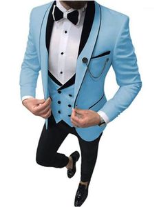 Abiti da uomo Blazer 2021 Uomo per smoking da sposo Abbigliamento da sposo Nero Risvolto con visiera Groomsmen Slim Fit Uomo Blazer Gilet Pantaloni 3 pezzi Costume H