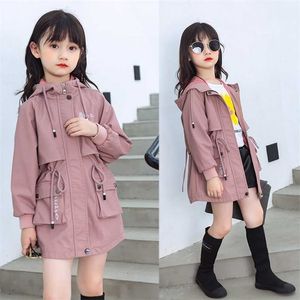 Kızlar Bebek Kore Tarzı Temel Bahar Sonbahar Kış Ceketler Rüzgarlık Güzel Moda Gençler Paltolar Günlük Çocuk Dış Giyim 211204