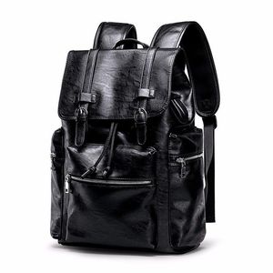 Wholesale vintage backpacks for college for sale - Group buy Backpack Vintage School Backpacks For Men PU Leather Bags College Students Large Unisex Black Waterproof Travel Bag