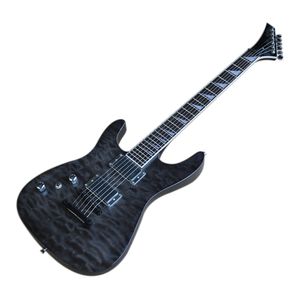 Factory Outlet-6 Strings Czarny leworęczny gitara elektryczna z pikowaną fornirą klonową, Roodewod Fretboard