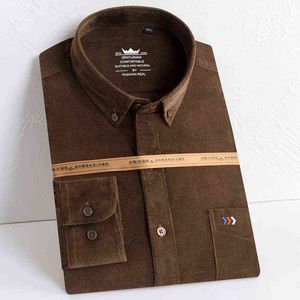 Moda masculina padrão de manga longa camisa de manga longa camisa de bolso único espesso espessura 100% algodão trabalho botão casual camisas g0105