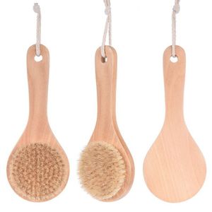 Großhandel 20x8cm Lange Natürliche Holzgriff Borsten Körper Pinsel Massage Weiche Bürsten Holz Bad Dusche Zurück Spa Scrubber A216114