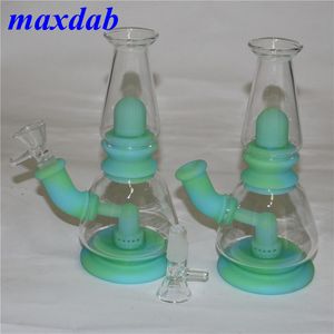 Glow in the dark Fumare narghilè piattaforme petrolifere Tubi per l'acqua in vetro bong unici Kit per tabacco dab rig bong in silicone