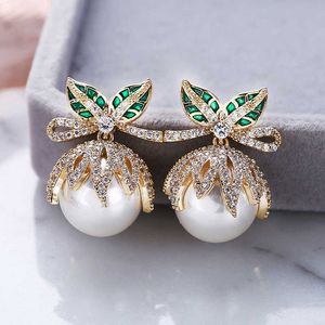 ingrosso Orecchini Di Perle Aaa-Shinning fresco orecchini per perle freschi per donne orecchini fatti a mano orecchini oro placcatura gioielli moda con AAA Zirconia all ingrosso