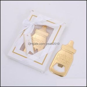 Event Festive Party Home GardenParty Favor Gold Nursing Bottle Shape Opener Wedding Supplies Baby Show födelsedagspresenter 10st Drop Delivery