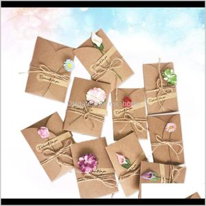 Cartas Evento Festivo Festive Supplies Home Garden10pcs Vintage Kraft Paper Greeting DIY Flor seca Desejo agradecer para a m￣e professora amigos FA