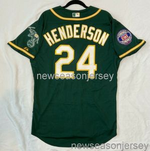 Stitched retro jersey RICKEY HENDERSON green COOL BASE JERSEY Men Women Youth Baseball Jersey XS-5XL 6XL