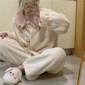 Sale Sweet Chic Sleepwear Lady Princess Loose Homewear Stylish Cute Girls All Match Women Pajamas Sets 210525