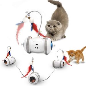 Automatic Sensor Cat Toys Interactive Smart Robotic Electronic Feather Teaser Self-Playing USB Rechargeable Kitten for Pets 211122