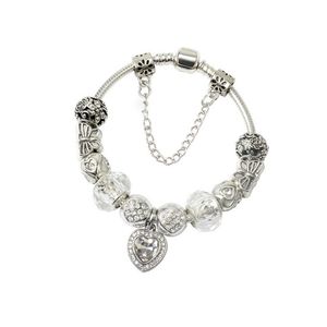 Braccialetto con ciondoli in fili 925 Ciondolo a forma di cuore in argento con ciondolo a forma di farfalla femminile come regalo per gioielli da donna fai-da-te