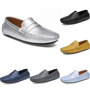 Sapatos de condução ocasional dos homens de couro dos homens macios Moda Moda Negra Negra Branco Azul Prata Amarelo Calçados Cinzentos All-Match Lazy Cross-border 38-46 Color119