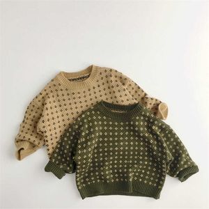 Fall / Vinter Kids Pullover Sweater Kort Stil Tjej Små Blomströjare Långärmad Sticka Toppar Kids Casual Kläder för 1-6Y Y1024