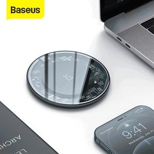 Baseus Induction Fast Qi Wireless Charger For iPhone 12 Charge Pad Visible Element cordless Charging Pod Compatible Samsung S9 S10+ Note 9 10 on Sale