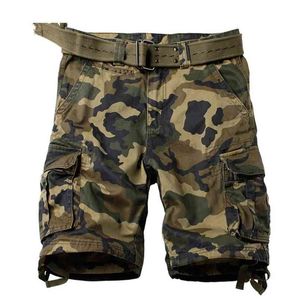 Cargo Shorts Men Camouflage Many Pockets Military Style Blue Camo Tactical Breeches Summer Short Trouser Male Bermuda 210716