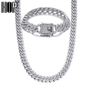 Hip Hop 13.5MM Prong Cuban Chain Bling Rhinestone Zircon Paved Necklaces Bracelets For Men Women Jewelry