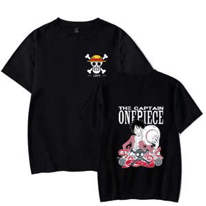 ワンピースホットアニメTシャツ半袖OネックルーズファッションプリントY0809