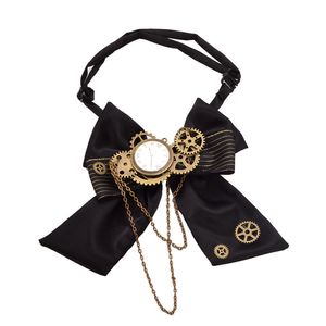 Czarny Steampunk Bow Tie Vintage Wiktoriański Mężczyźni Punk Cravat