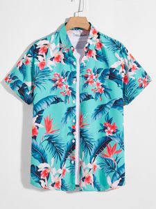 Homens Casual Camisas Verão Plantas Tropicais Manga Curta Havaiana Impressão De Bolso Luxo Vintage Daily Causal Social