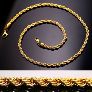 Guldkedjor Mode Rostfritt Stål Hip Hop Smycken Rope Chain Mens Halsband