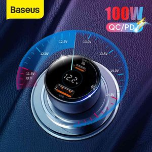 Baseus 100W سيارة PPS الرقمية QC PD 3.0 المزدوج منفذ USB نوع ج شاحن الهاتف المحمول السريع ل iPhone Huawei Xiaomi