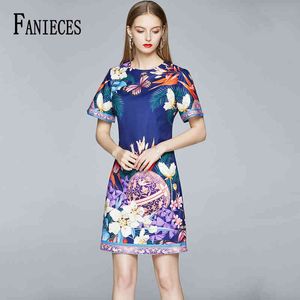 Fshion Summer Runway Vintage Floral Print Dress Sexy senza maniche da donna Ladies Party Casual da sera Mini Vest Abiti 210520