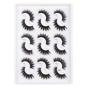 Estensioni ciglia finte 3D riutilizzabili fatte a mano Soft Vivid Natural Long Thick 9 Pairs Visone Ciglia finte Set Disordinato Ciglia ricci Occhi Accessorio trucco 10 Modelli DHL